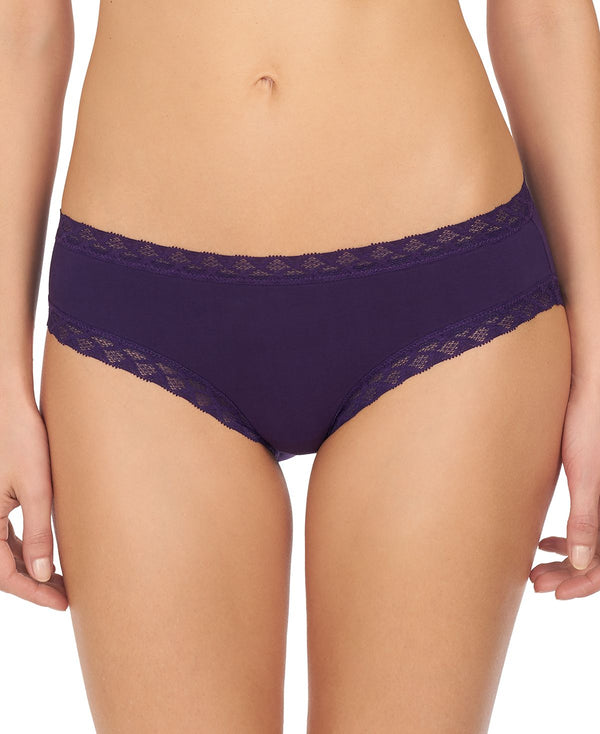 Natori Bliss Lace-trim Cotton Brief Underwear 156058 Deep Purple