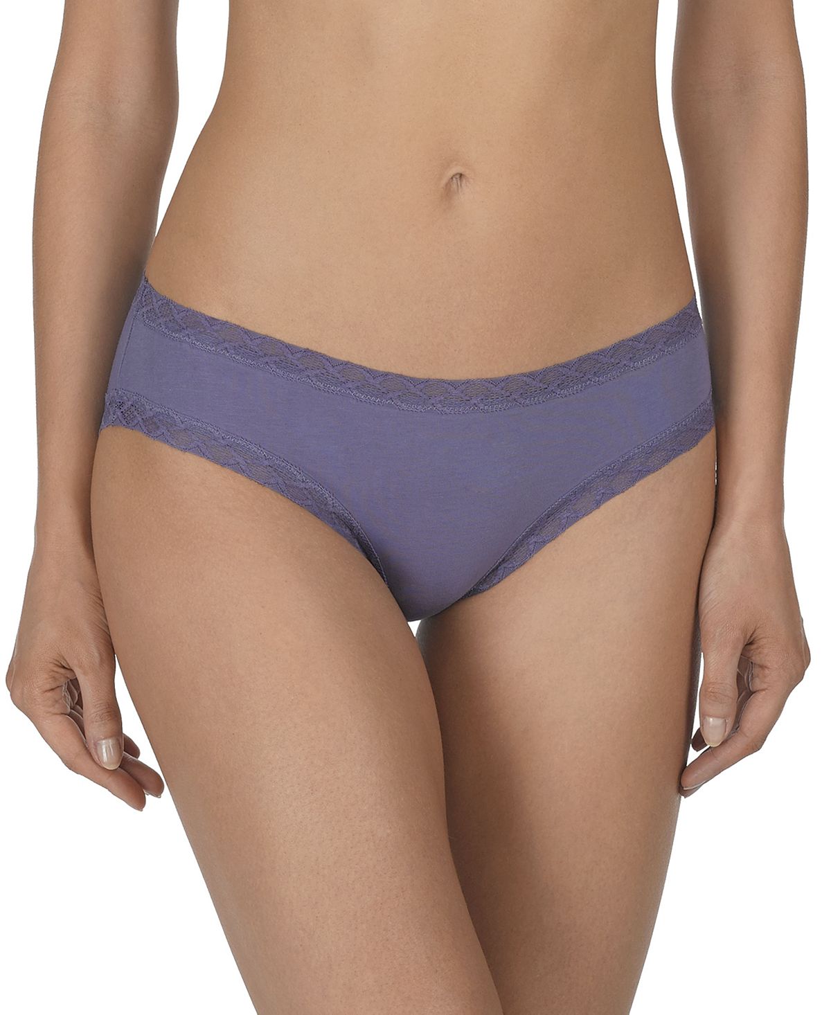 Natori Bliss Lace-trim Cotton Brief Underwear 156058 Twilight Purple