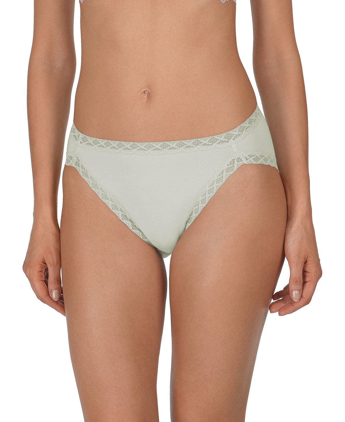 Natori Bliss Lace-trim Cotton French-cut Brief Underwear 152058 Spring Mint
