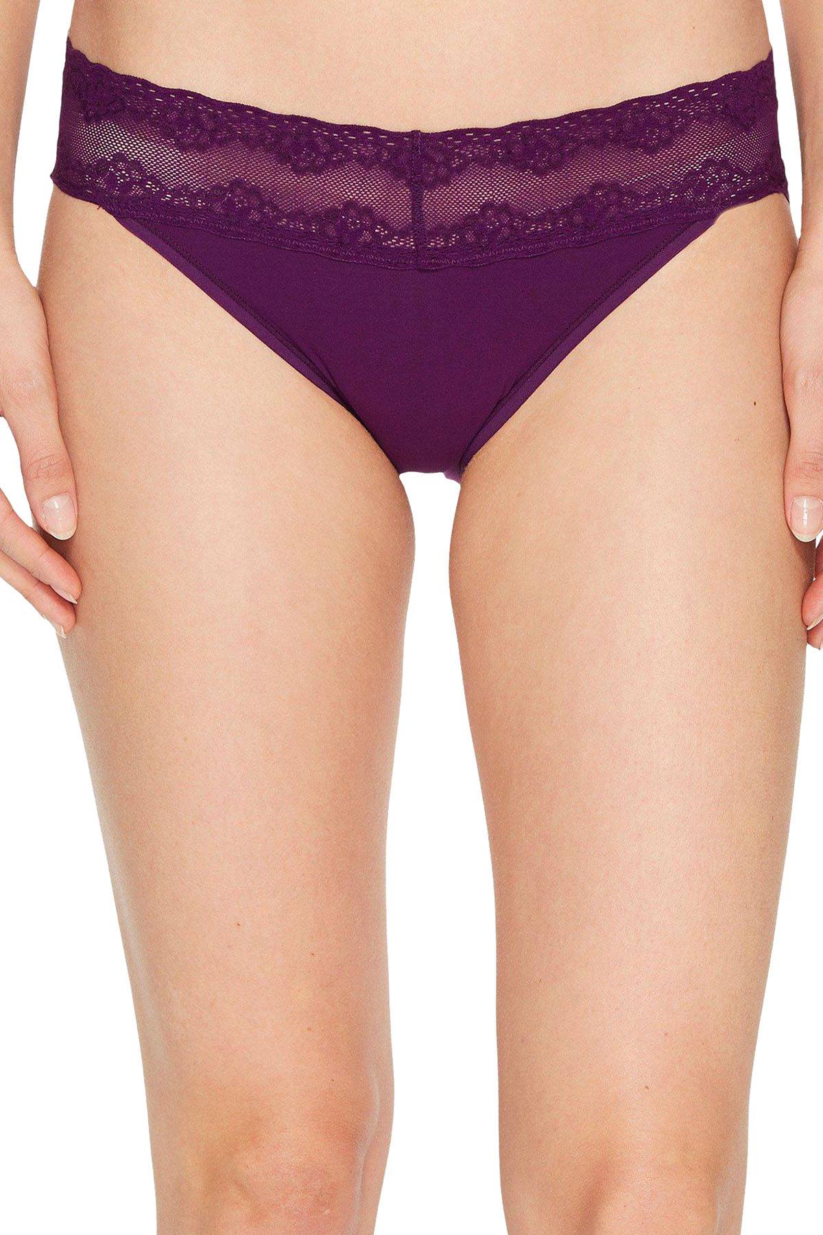 Natori Bliss Perfection Lace Waist V Kini 3 Pack in Blue/Purple/Red