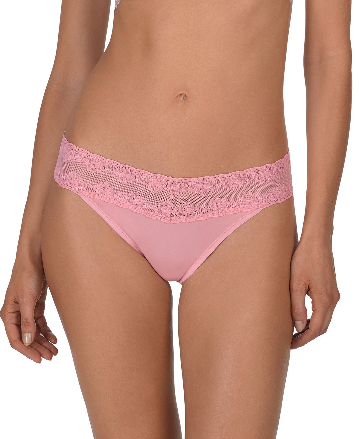 Natori Bliss Perfection Lace-waist Thong Underwear 750092 Taffy