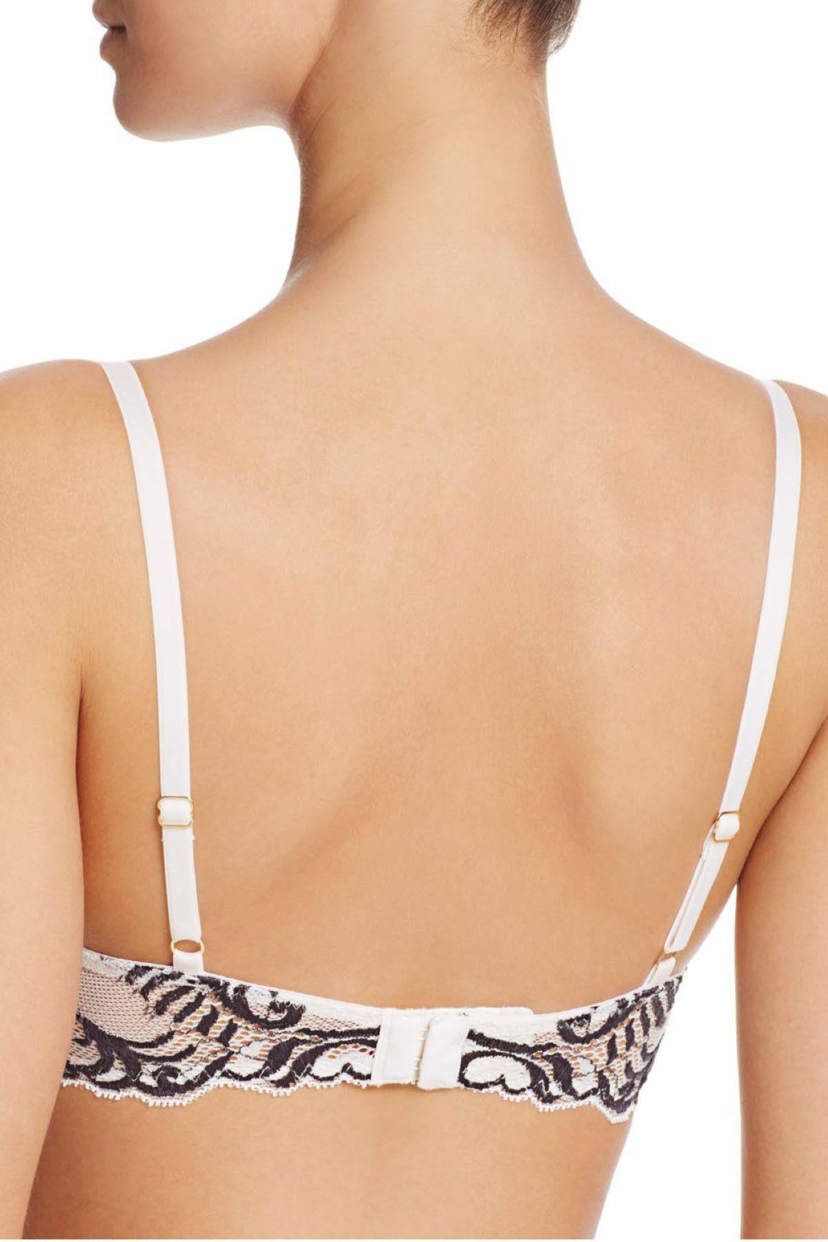 Natori Bridal-Blush/Iron-Grey Feathers Lace Contour Plunge Bra