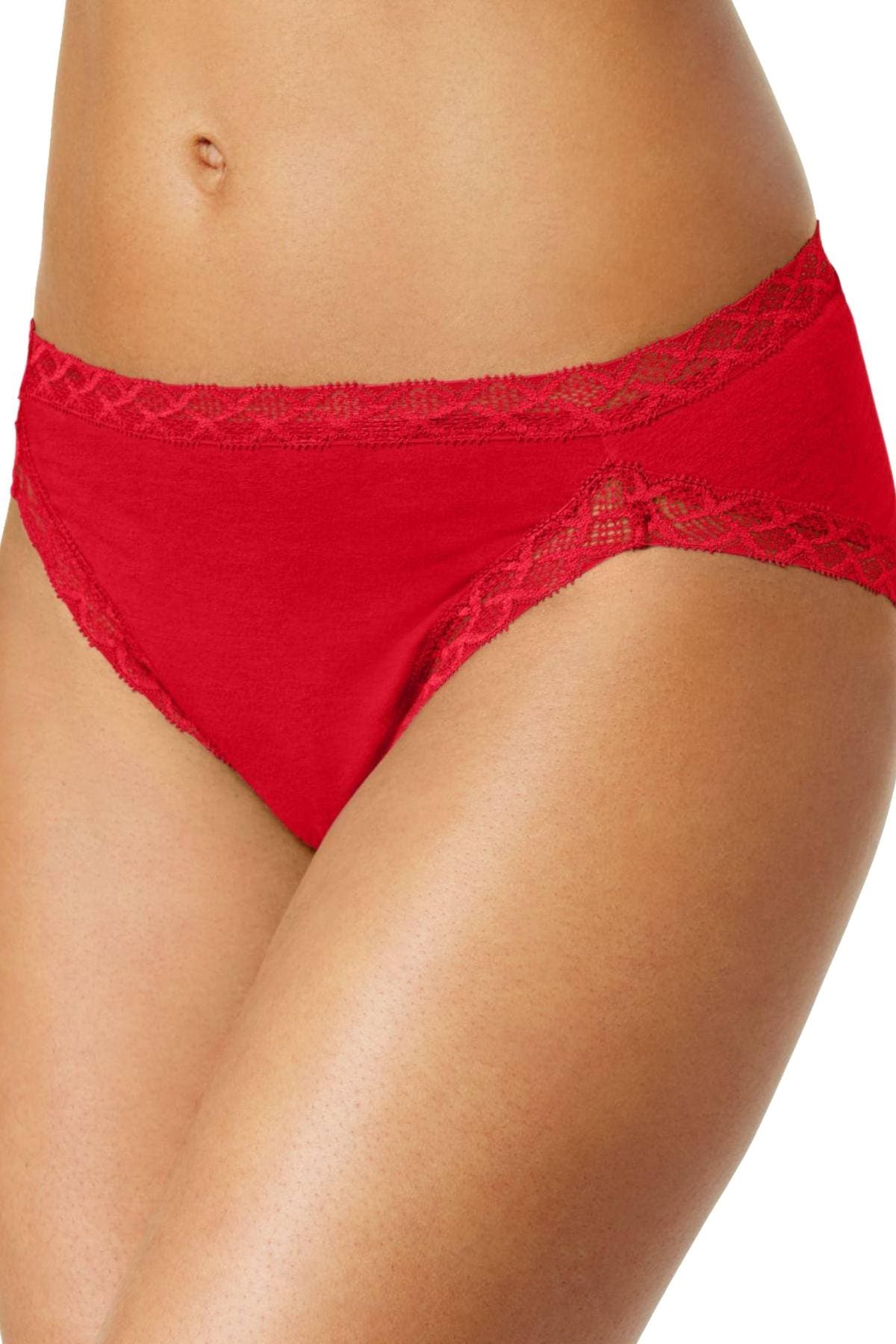 Natori Burnt-Red French-Cut Lace-Trim Brief