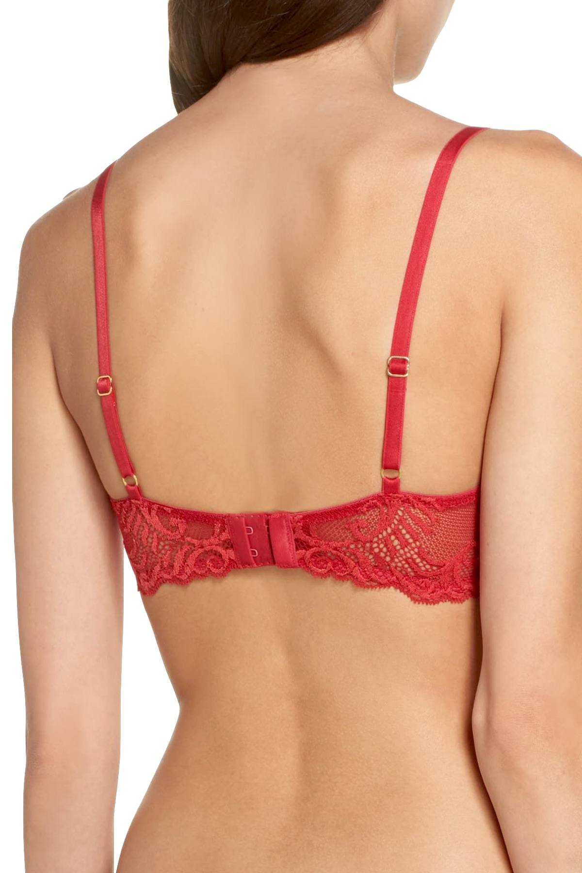 Natori Burnt Red Ravish Feathers Lace Contour Demi Bra