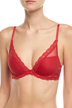 Natori Burnt Red Ravish Feathers Lace Contour Demi Bra thumbnail 2