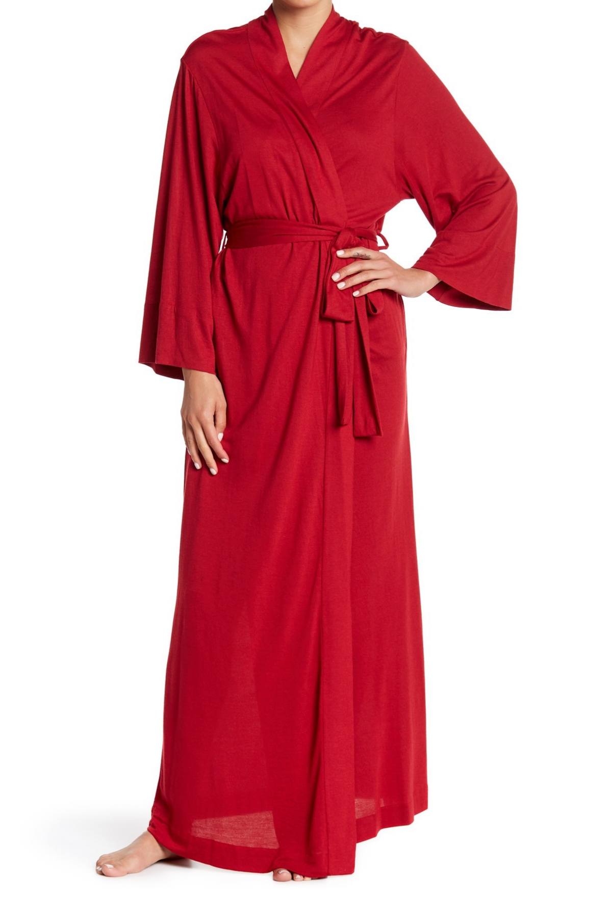 Natori Crimson-Red Shangri-La Wrap Robe