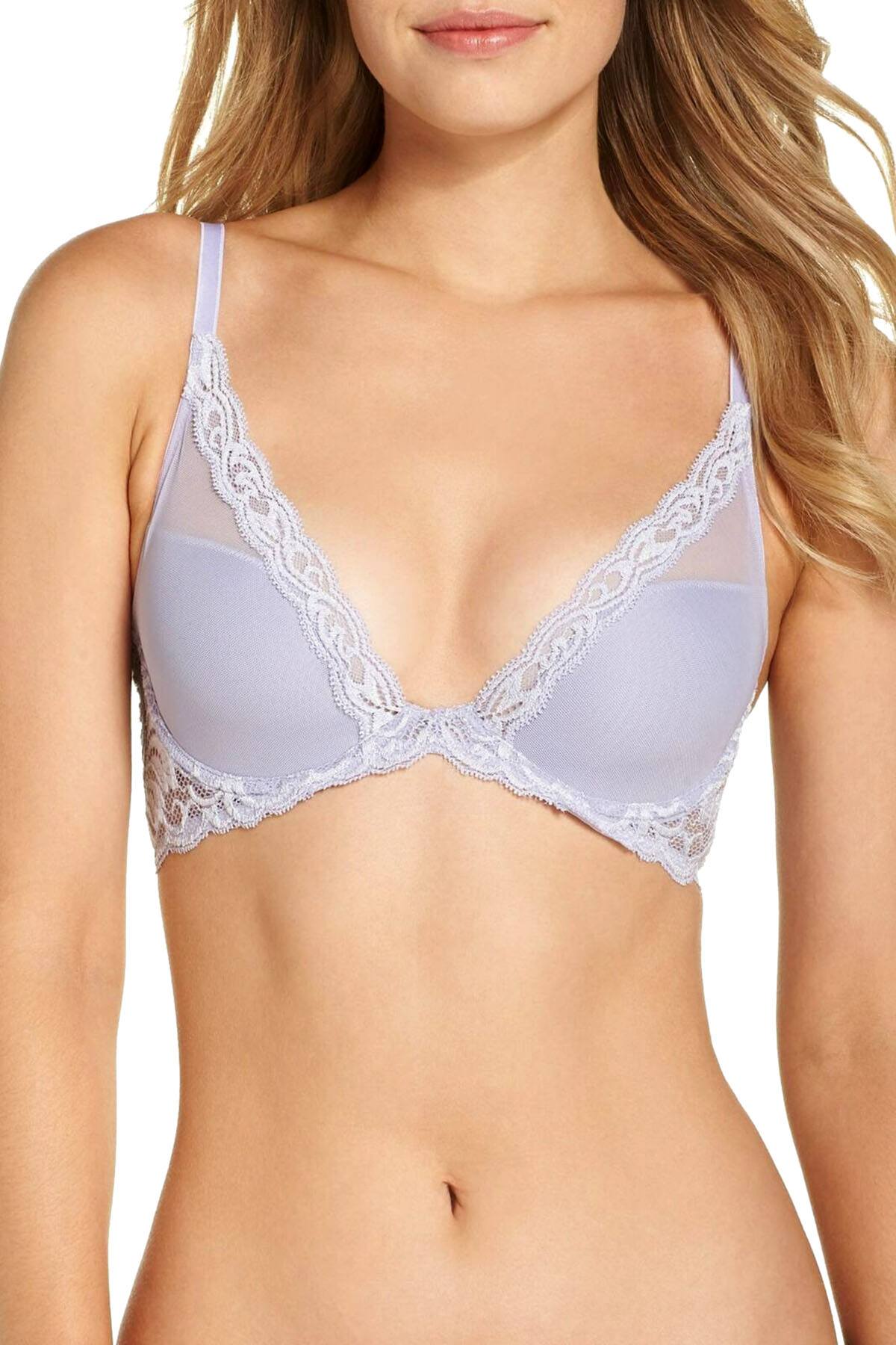 Natori Feathers Contour Plunge Bra in Purple Rose