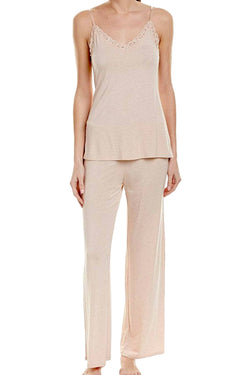 Natori Heather-Pink Feathers Knit Cami/Pant Sleep Set thumbnail 3