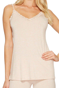 Natori Heather-Pink Feathers Knit Cami/Pant Sleep Set thumbnail 2