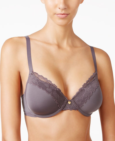 Natori Hidden Glamour Full Figure Lace-trim Bra 736044 Gunmetal