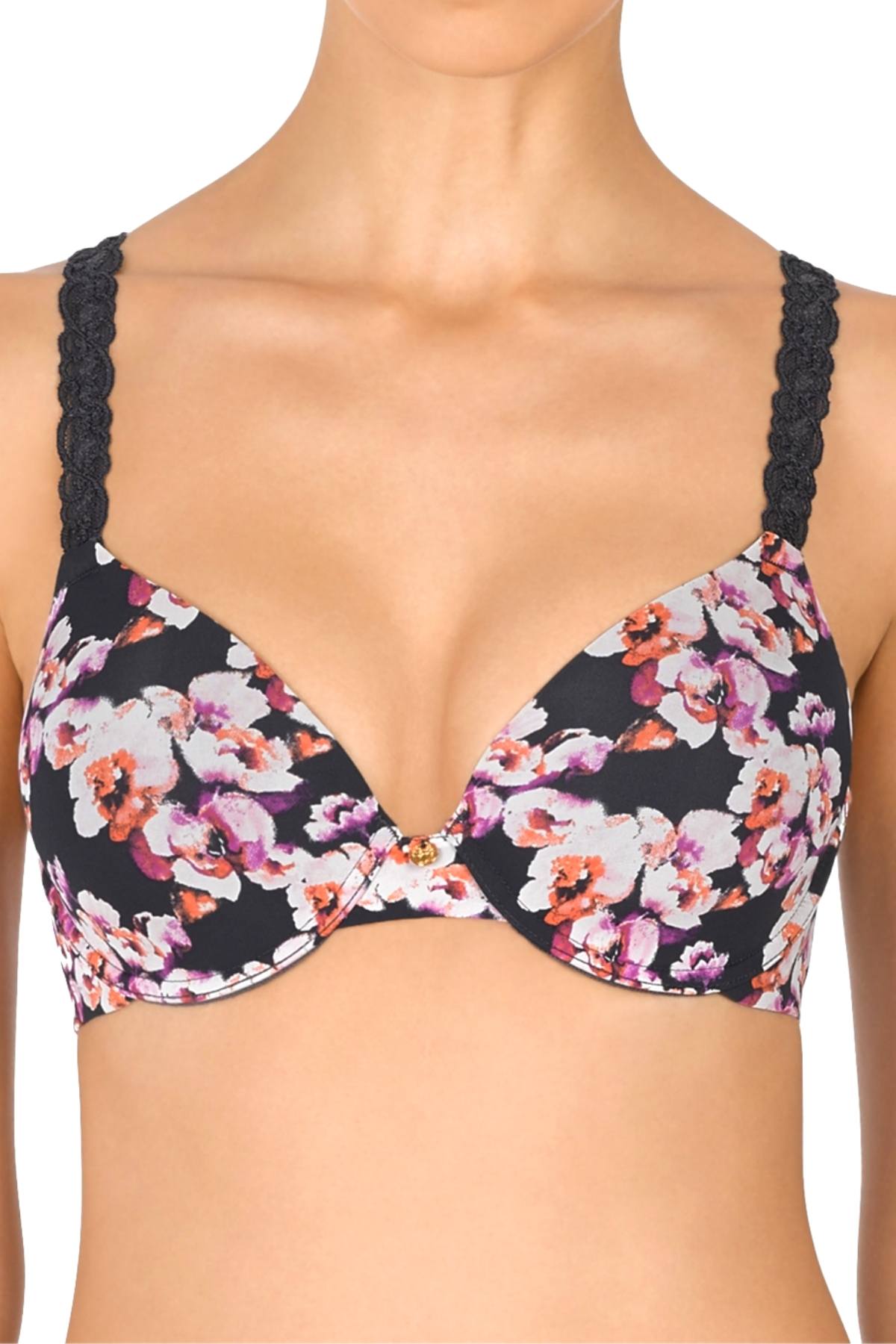 Natori India-Ink/Night-Flower Printed Pure-Luxe Underwire T-Shirt Bra