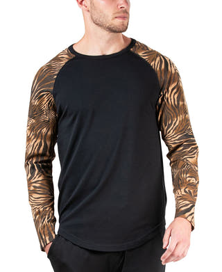 Natori Kaede Printed Colorblocked Raglan Sleep T-shirt Tiger Espresso