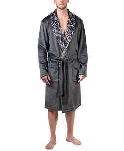 Natori Kasem Tiger-print Shawl-collar Velour Robe Volcanic Ash Tiger thumbnail 1