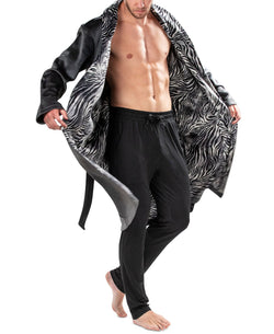 Natori Kasem Tiger-print Shawl-collar Velour Robe Volcanic Ash Tiger thumbnail 3