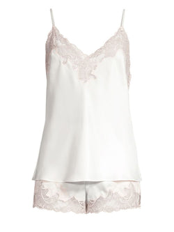 Natori Plume Bridal Satin Cami / Short PJ Set in Warm White thumbnail 2