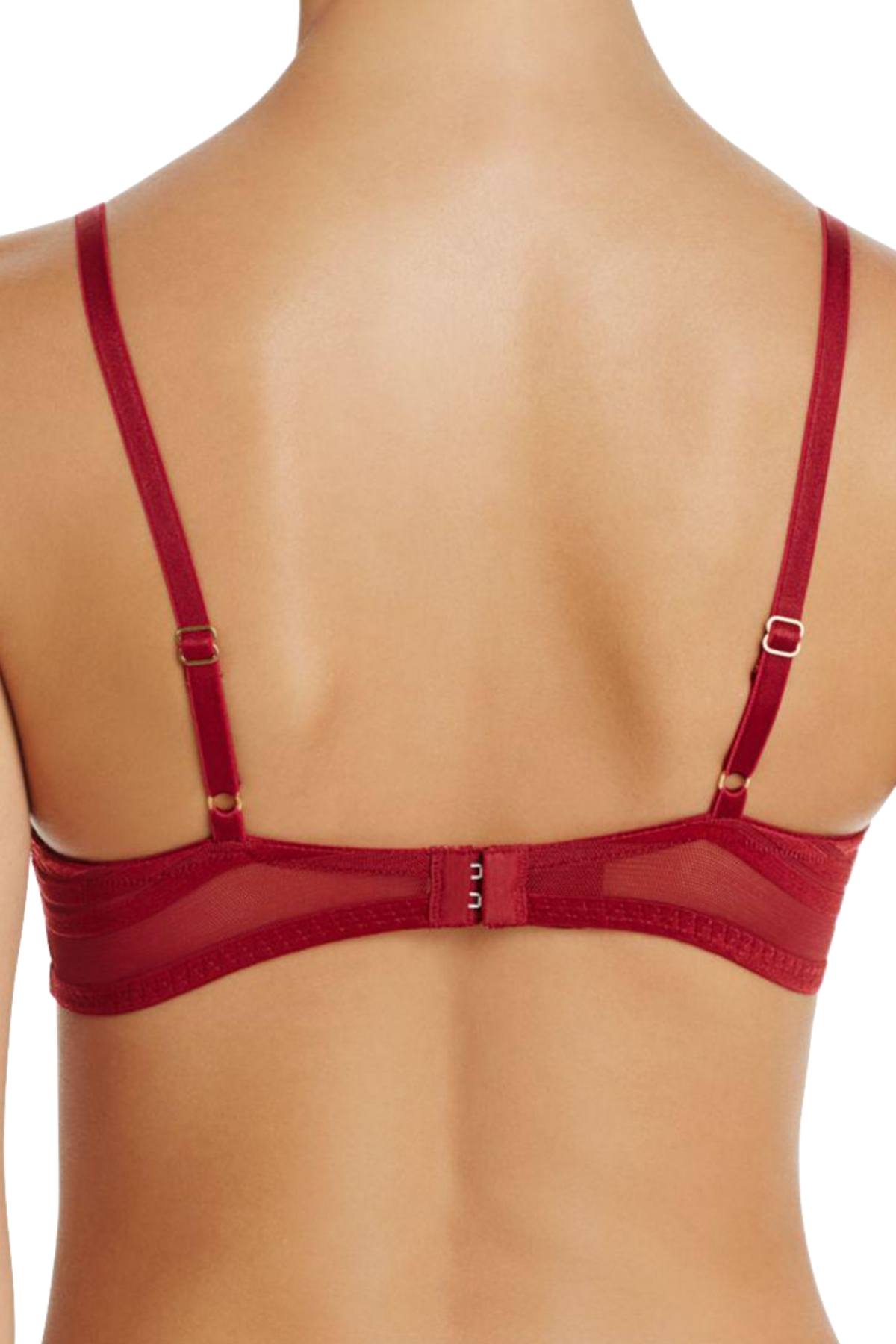 Natori Precision Contour Stretch Mesh Unlined Triangle Bra in Candy Apple Red