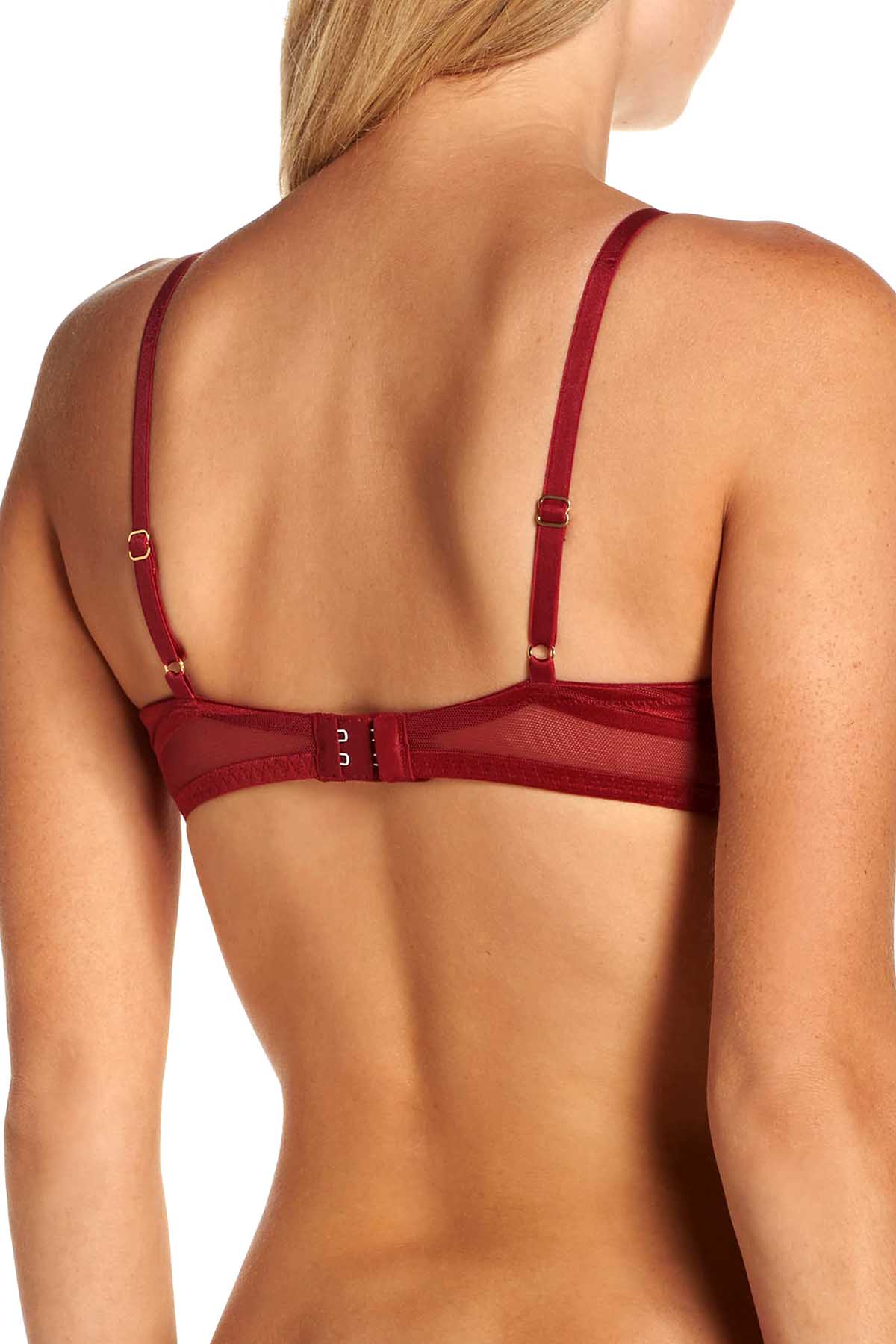 Natori Precision Contour Stretch Mesh Unlined Triangle Bra in Candy Apple Red
