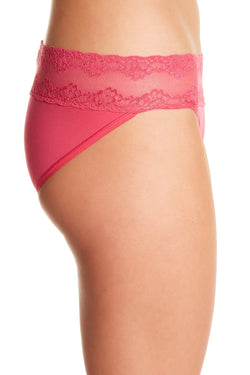 Natori Raspberry-Sorbet Bliss Perfection Lace-Waist V-Kini thumbnail 3
