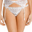 Natori White Feathers Sheer Embroidered Garter Belt