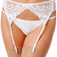 Natori White Feathers Sheer Embroidered Garter Belt
