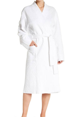 Natori White Quilted Cotton-Blend Robe thumbnail 1