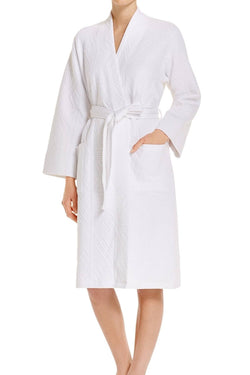 Natori White Quilted Cotton-Blend Robe thumbnail 2