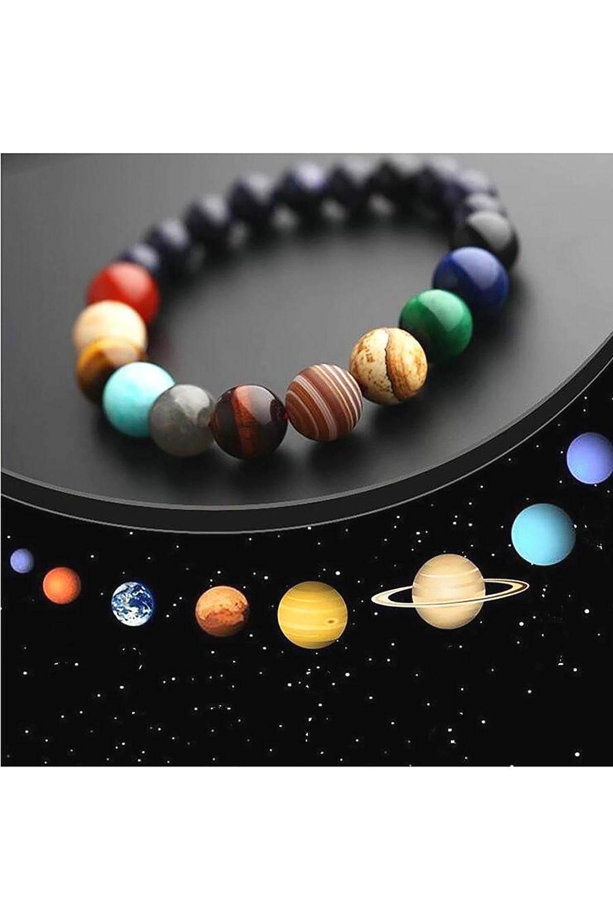 Natural Stone Multicolor Planets Beaded Bracelet