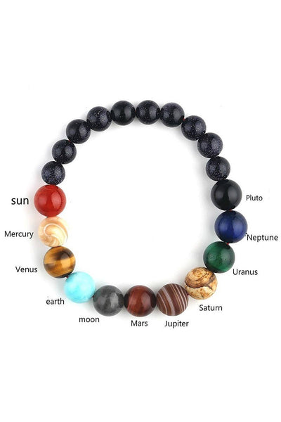 Natural Stone Multicolor Planets Beaded Bracelet