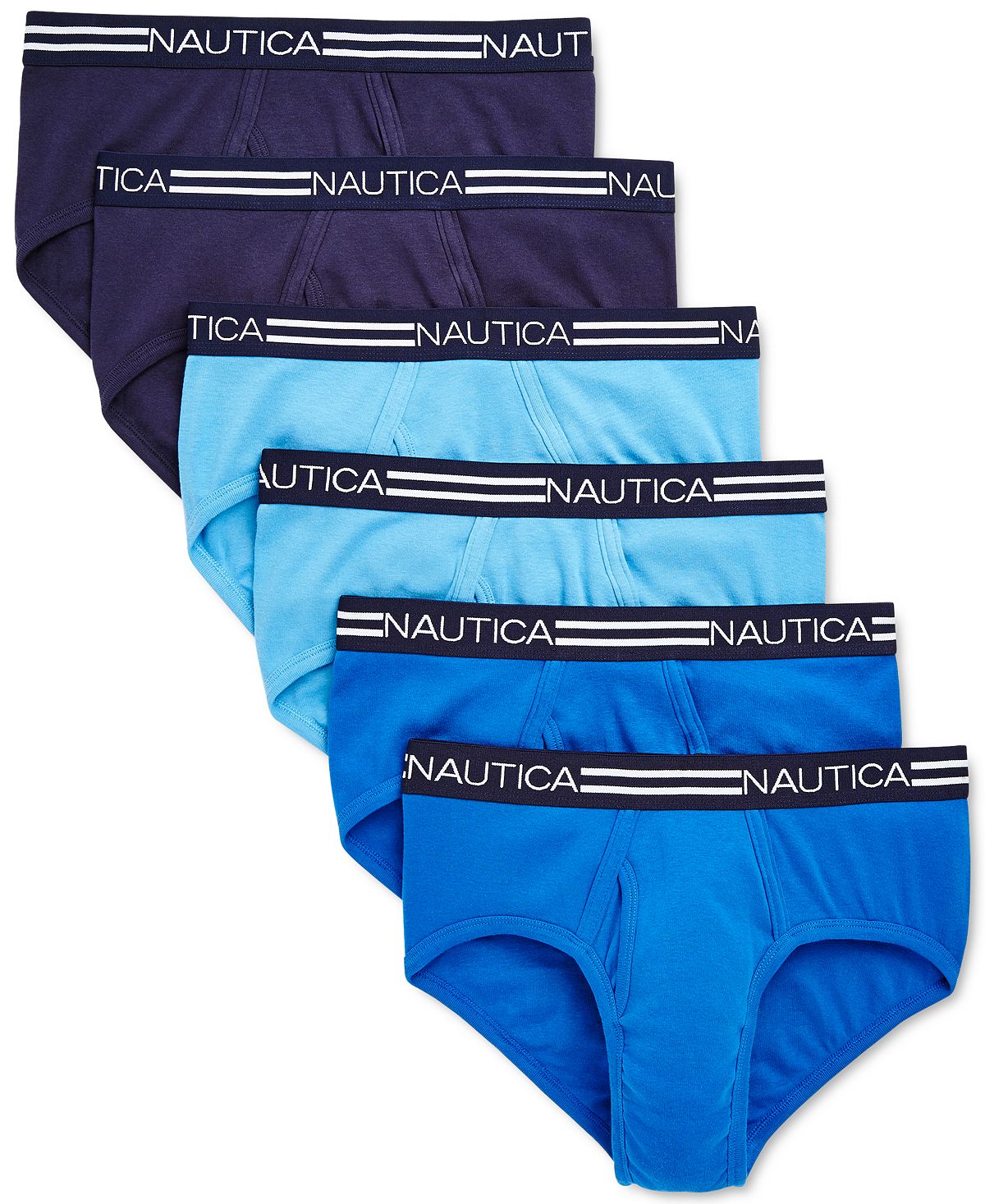 Nautica 6-pk. Cotton Briefs Navy/Lt Blue/Cobalt