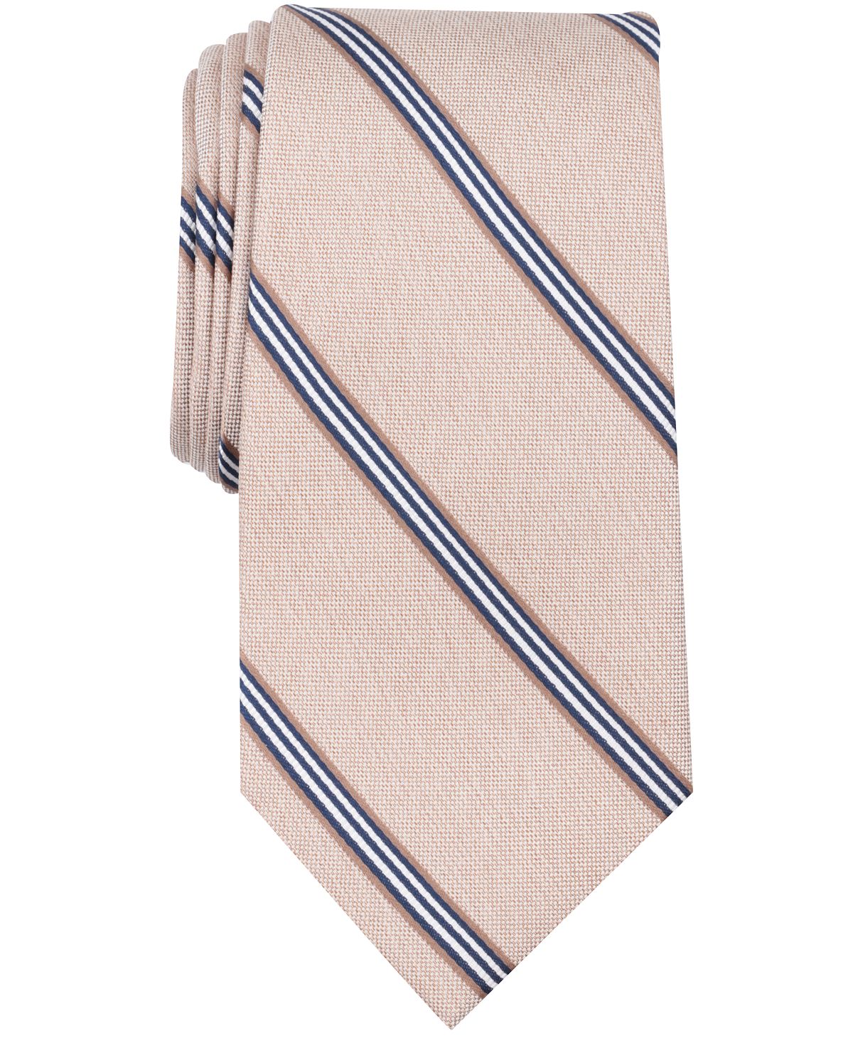 Nautica Benn Stripe Slim Silk Tie Taupe
