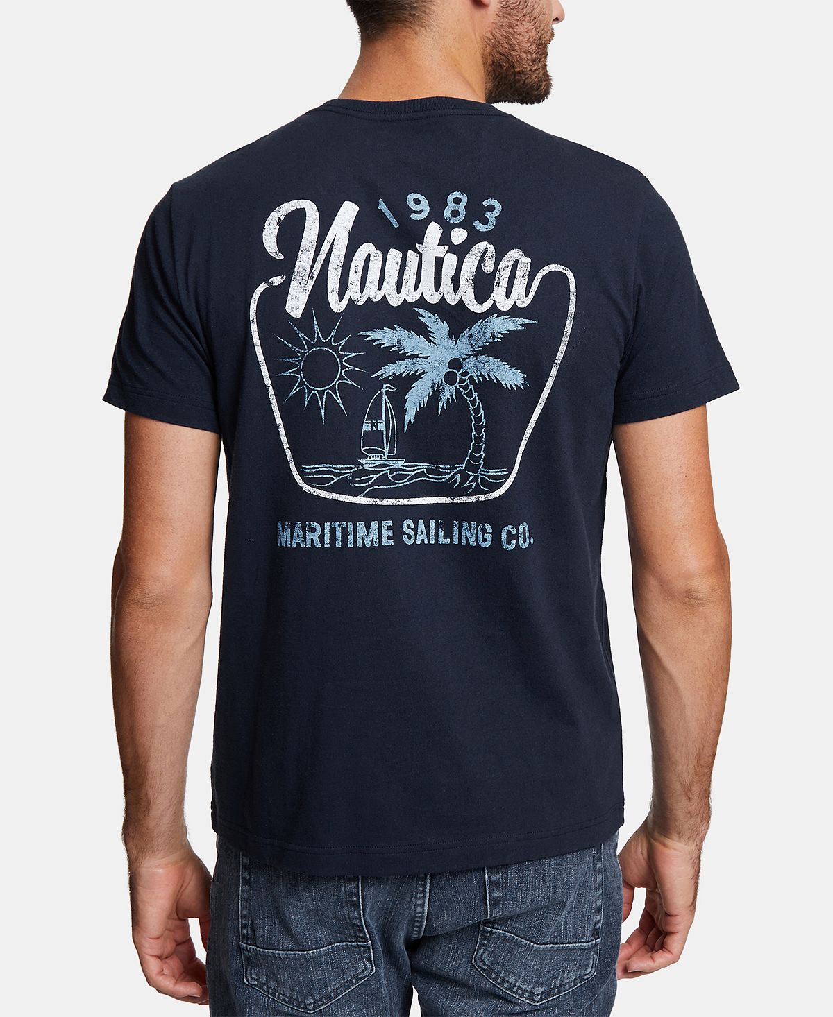 Nautica Big & Tall Maritime Sailing Logo Graphic T-shirt Navy