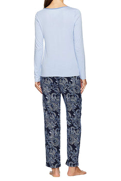 Nautica Blue/Navy Paisley-Print Knit/Flannel Pajama Set thumbnail 4