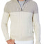 Nautica Bone-White Cable-Knit Two-Tone Full-Zip Sweater