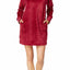 Nautica Burgundy Plush Textured Hooded Lounge Dress