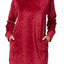 Nautica Burgundy Plush Textured Hooded Lounge Dress