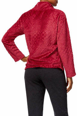 Nautica Burgundy Plush Textured Lounge Top thumbnail 3
