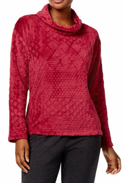 Nautica Burgundy Plush Textured Lounge Top thumbnail 1
