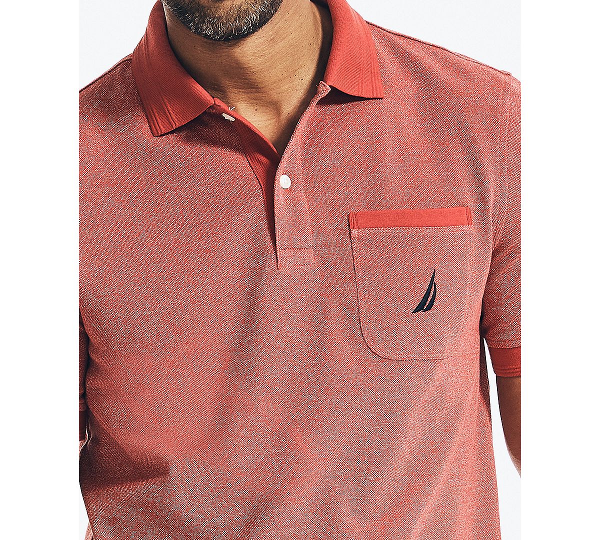 Nautica Classic Fit Jaspe Pocket Polo Ocean Garnet