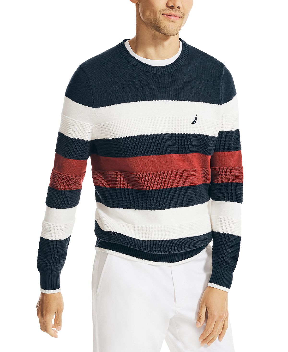 Nautica Classic-fit Textured Stripe Sweater Navy