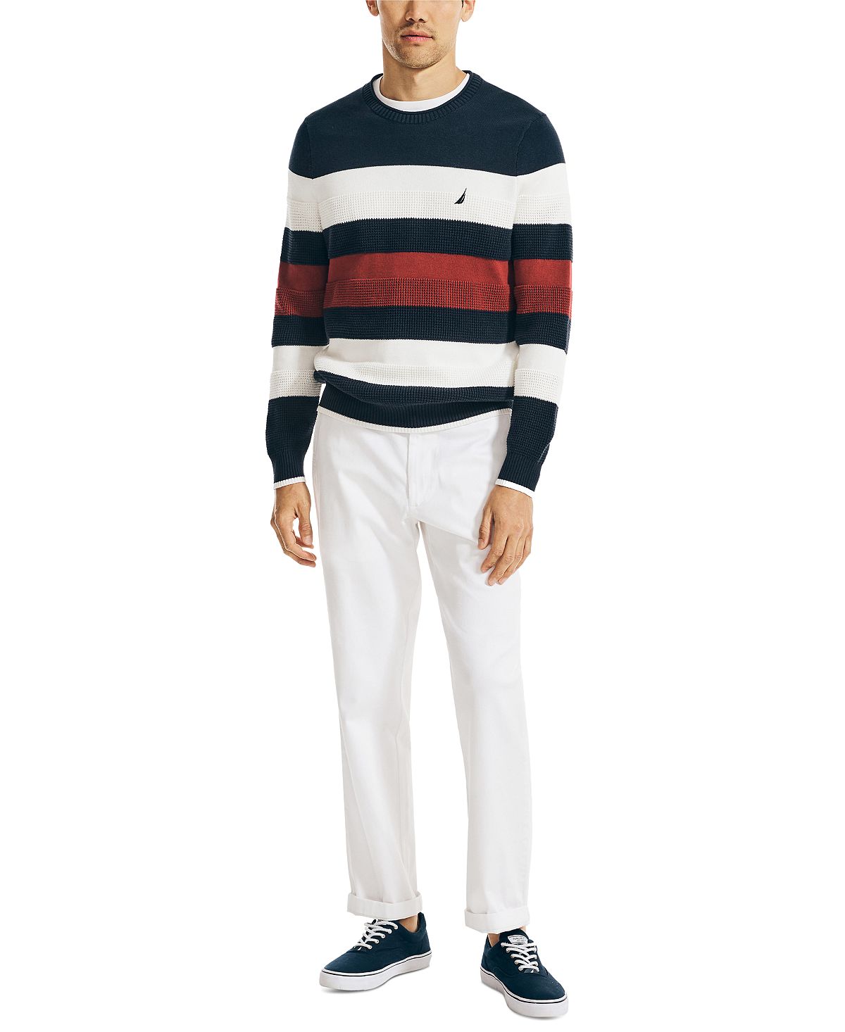 Nautica Classic-fit Textured Stripe Sweater Navy