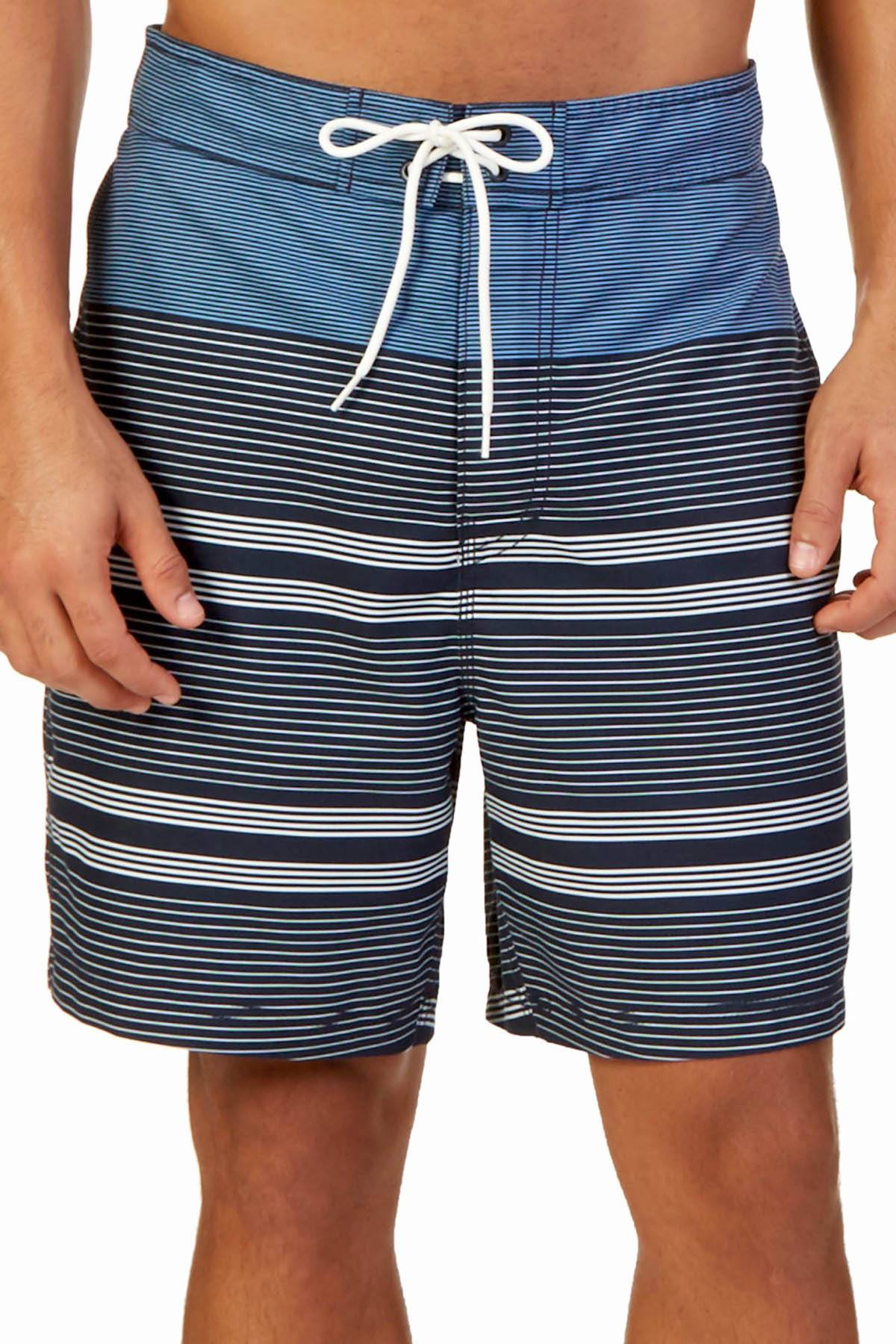 Nautica Della-Robbia-Blue Quick Dry Engineered Striped Swim Trunk