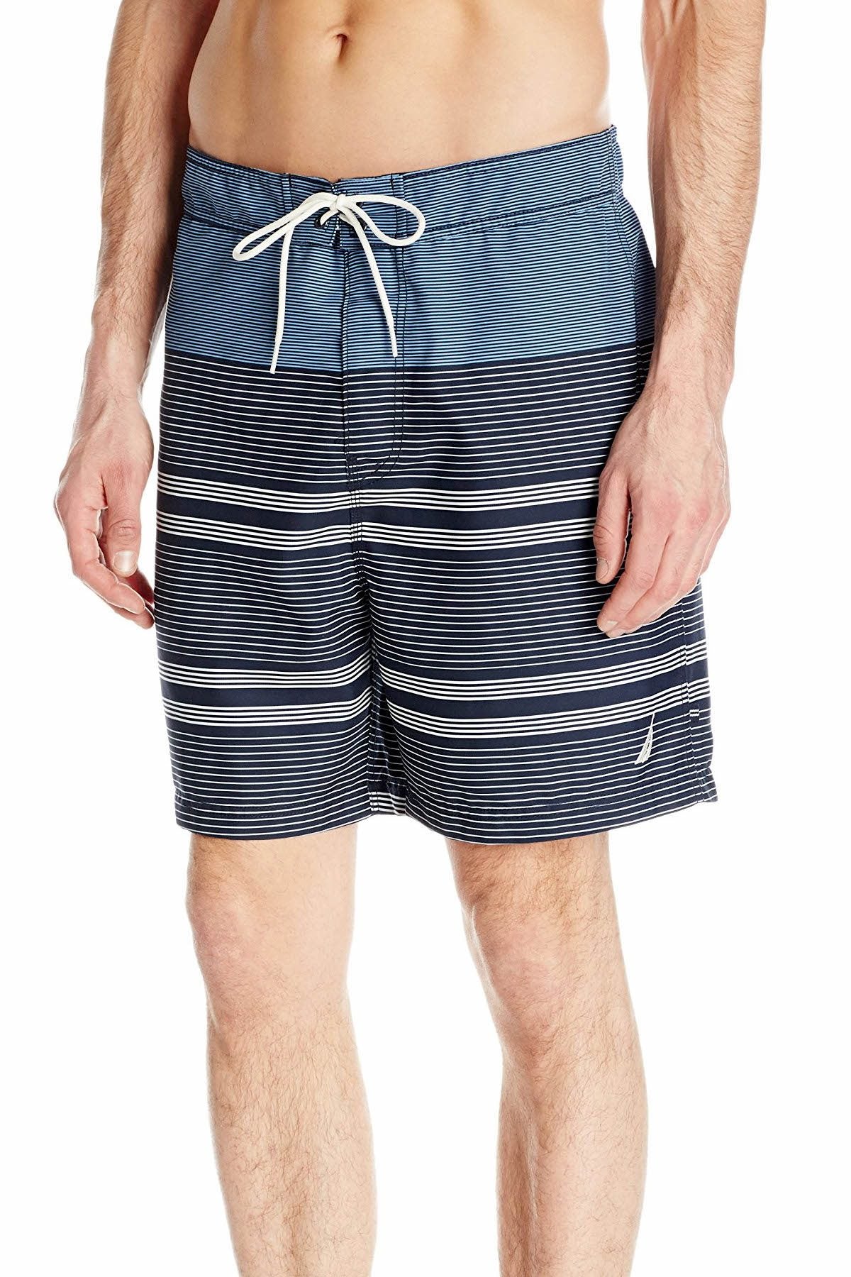 Nautica Della-Robbia-Blue Quick Dry Engineered Striped Swim Trunk