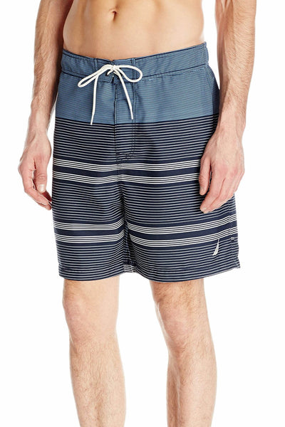 Nautica Della-Robbia-Blue Quick Dry Engineered Striped Swim Trunk