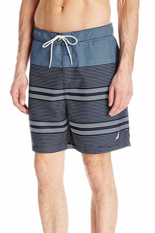 Nautica Della-Robbia-Blue Quick Dry Engineered Striped Swim Trunk