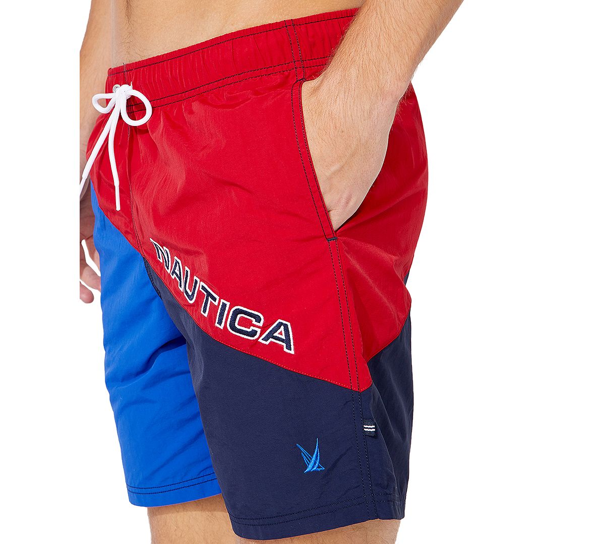Nautica Diagonal Colorblock 8" Swim Trunks Nautica Red