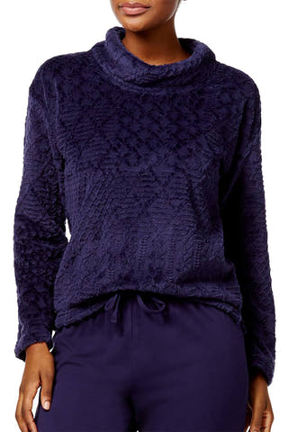 Nautica Eclipse-Blue Plush Textured Lounge Top