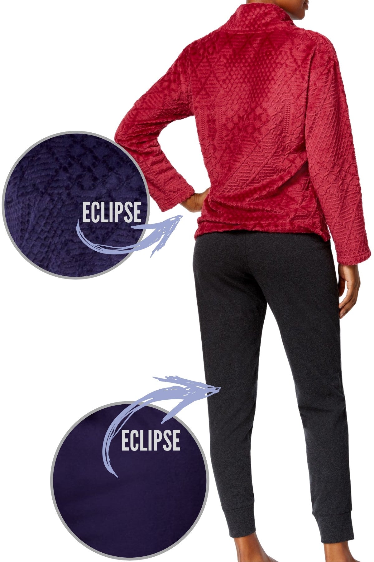 Nautica Eclipse Plush/Textured Lounge Top and Jogger Pant Set