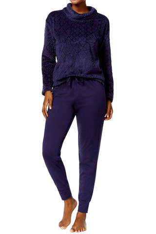 Nautica Eclipse Plush/Textured Lounge Top and Jogger Pant Set