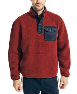Nautica Fleece Quarter-button Pullover Deep Crimson thumbnail 1