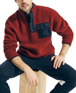 Nautica Fleece Quarter-button Pullover Deep Crimson thumbnail 2